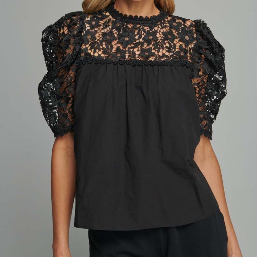 NEW WE ARE SUNDAYS  April Blouse Black Chic  elegant Top Garment with Tag sz S